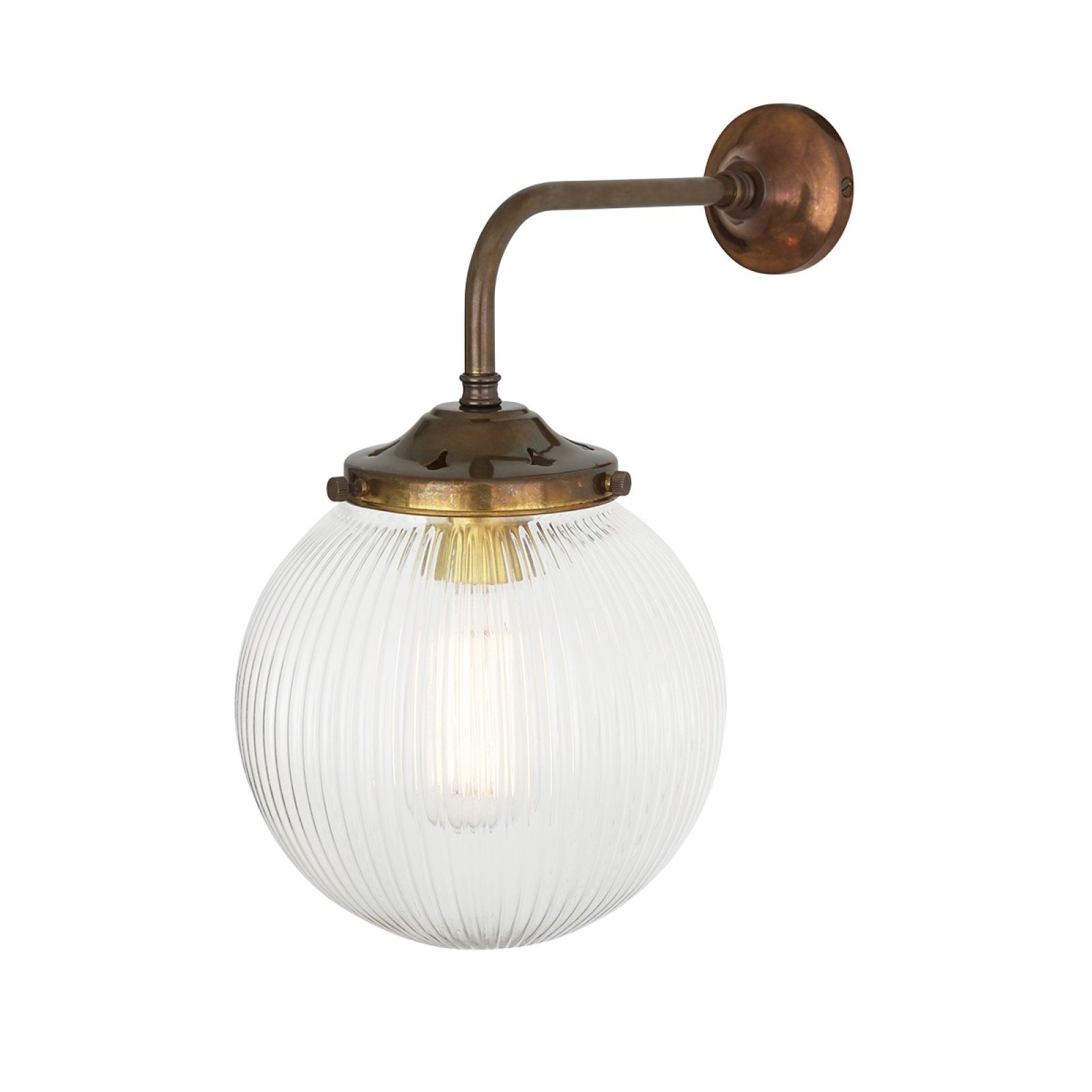 Stanley Fluted Globe Wall Light Antique Brass