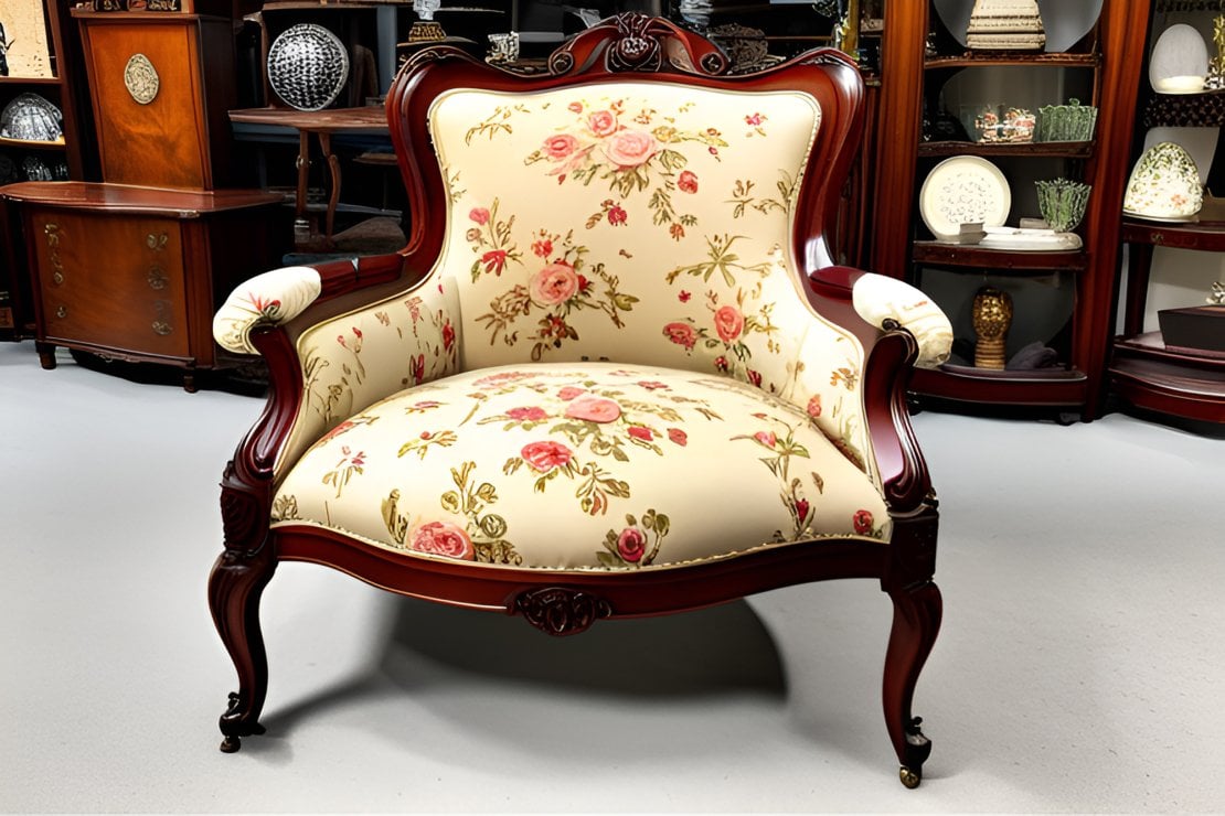 Ladies chair Victorian mahogany floral upholstery