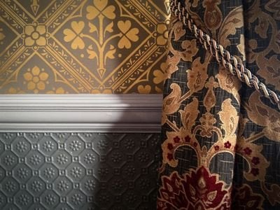 Victorian wallpaper gold and grey