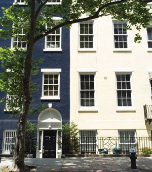 navy blue terraced house