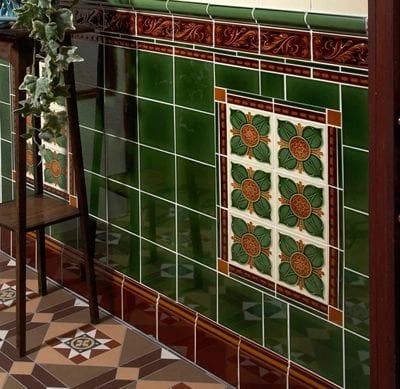 Victorian style wall tiles in porch