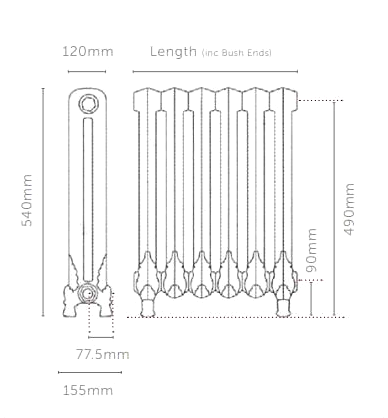 Shaftsbury Cast Iron Radiator 540mm High