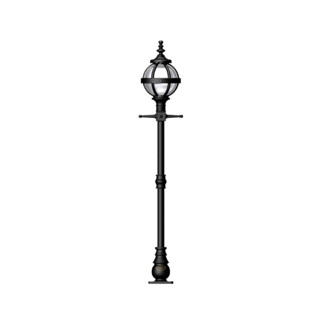 Globe outdoor lantern on cast iron lamp post in a choice of sizes