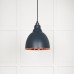 Brindle pendant light in smooth copper with soot exterior 49500sso 1 l