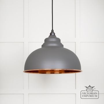 Harlow Pendant Light In Bluff With Hammered Copper Interior 49501bl 1 L