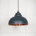 Harlow pendant light in hammered copper with Soot exterior 49501so 1 l