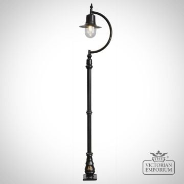 Goose Neck Outdoor Black Lantern on Cast Iron Lamp Post in a Choice of Sizes