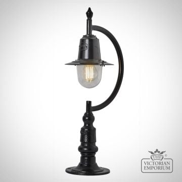 Goose Neck Outdoor Black Lantern on Pedestal in a Choice of Sizes