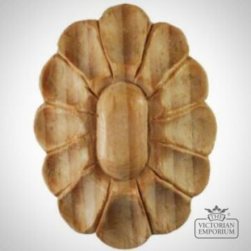 Pn424 Oval Flower Carved In Wood Pine 300x300