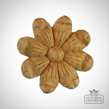 Pn538 Small Flower Carved In Wood Pine