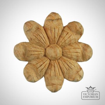 Pn539 Medium Flower Carved In Wood Pine