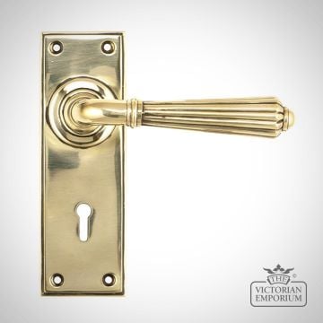 Aged Brass Hinton Lever Lock or Latch or Bathroom Handle Set