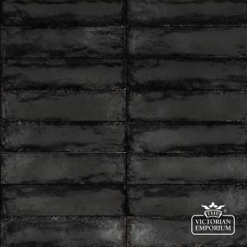 Metallic Glazed Brick Slip in Black