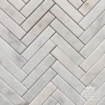 Carrara Honed Marble Herringbone Mosaic Wall and Floor Tiles