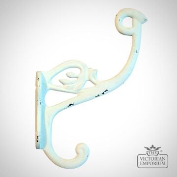 148086   01336facp125 Hat   Coat Hook Swan Neck P Ant Cream Patina 4 Hole 130mm