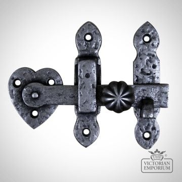 Door Latch in Cast in Antique Iron with Flower Knob