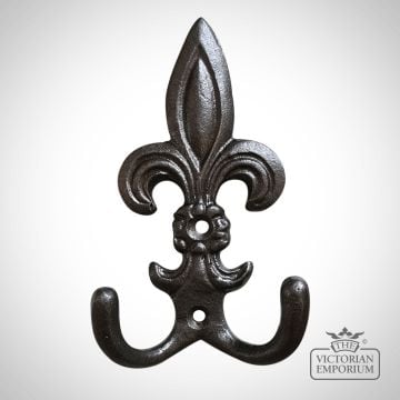 148694 30336hob100 Coat Hook Double Heraldry Fleur De Lys Oil Black 110mm