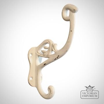 Hat & Coat Hook Swan Neck ‘P’ in Antique Cream 4 Hole.