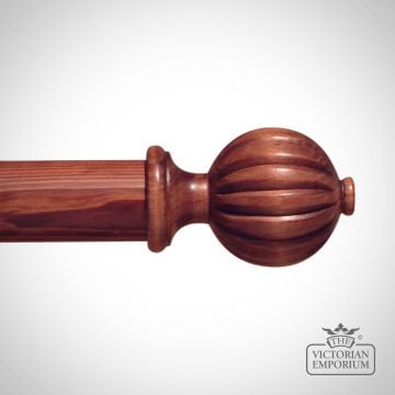 Traditional stained fluted ball finial to match stained curtain poles