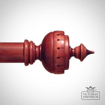 Traditional stained spinning top finial to match stained curtain poles