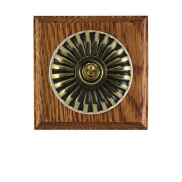 1 gang period light switch - square, fluted in antique or polished brass