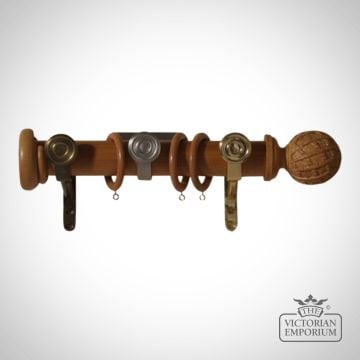 Netted Ball And Recess Wooden Curtain Pole Set Classic Period Victorian Express Poles 266finish