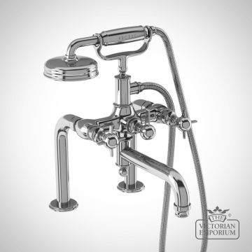 Bath shower mixer deck-mounted with black lever