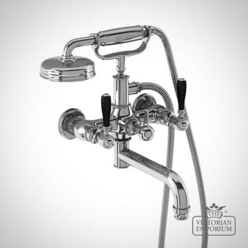 Bath shower mixer wall-mounted with black lever