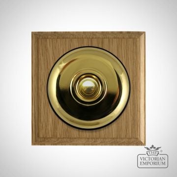 Buttonswitch Light Oak Base Plain Brass