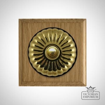 Buttonswitch Light Oak Base Fluteted Brass