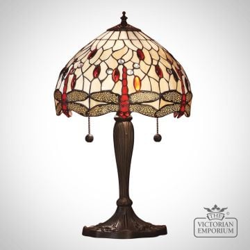 Dragonfly Beige Tiffany Table Lamp - Small Or Medium