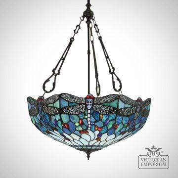 Dragonfly Blue Inverted 3lt Pendant - Medium