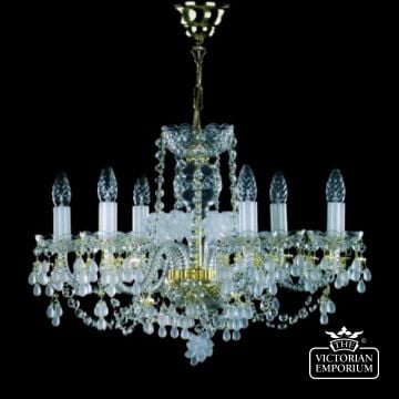 Frosted glass drop chandelier - nickel