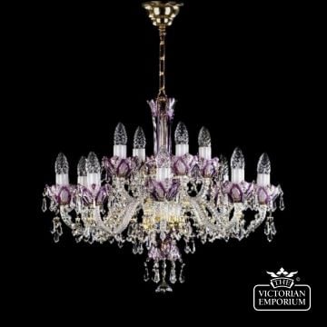 Stunning large coloured chandelier - gold