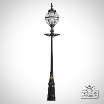 Globe outdoor lantern on cast iron lamp post in a choice of sizes
