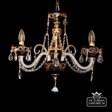 Coloured chandelier with handpainted gold detail