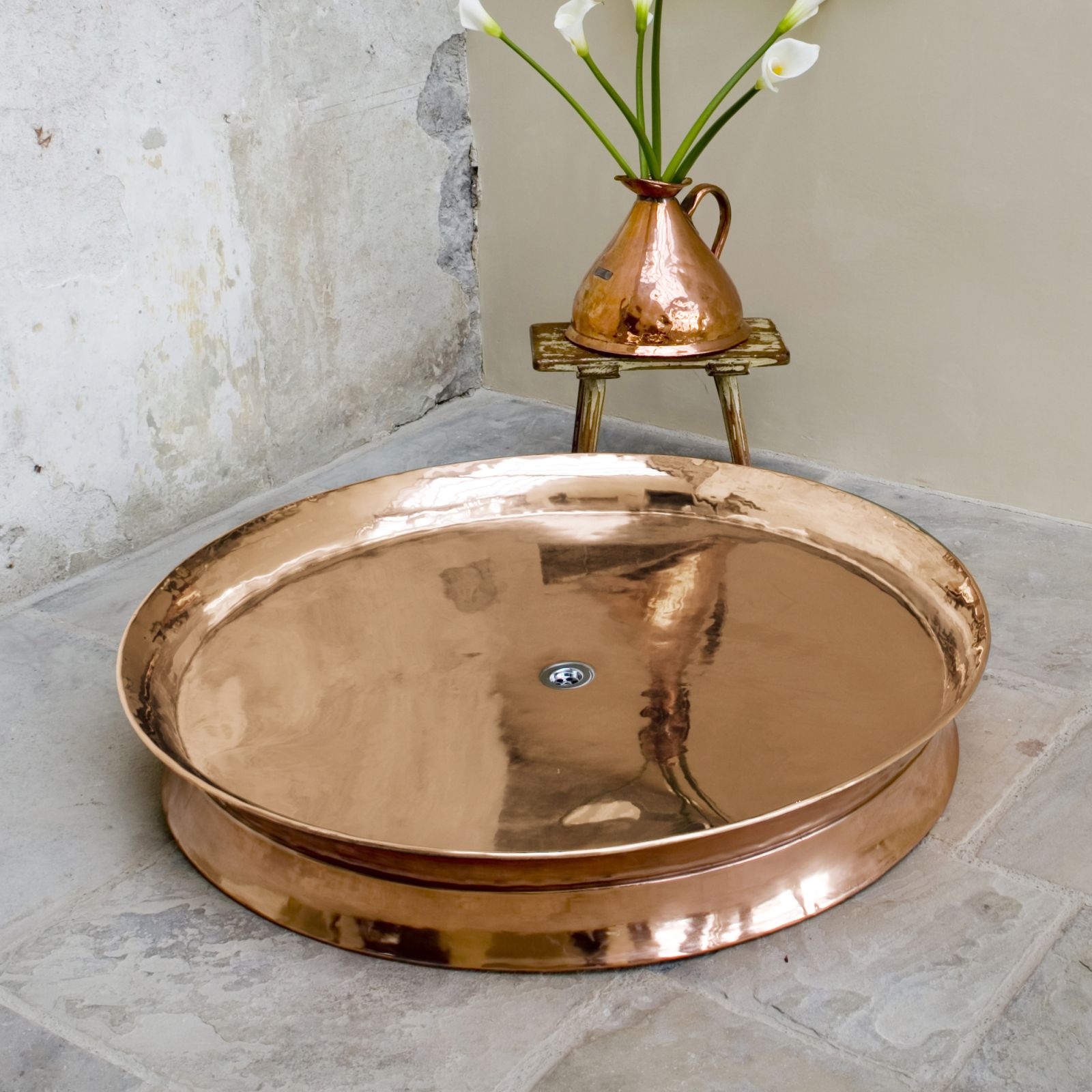 Copper Circular Shower Tray Large Shower Trays